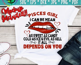 Pisces girl svg, March birthday svg, Sweet As Candy, Cold as ice, Evil as hell, February svg, tshirt design