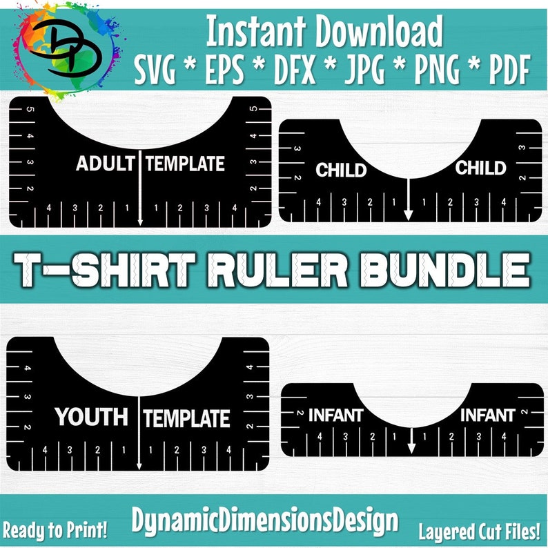 Download Tshirt Ruler SVG Bundle T-shirt Alignment Tool DXF Shirt ...