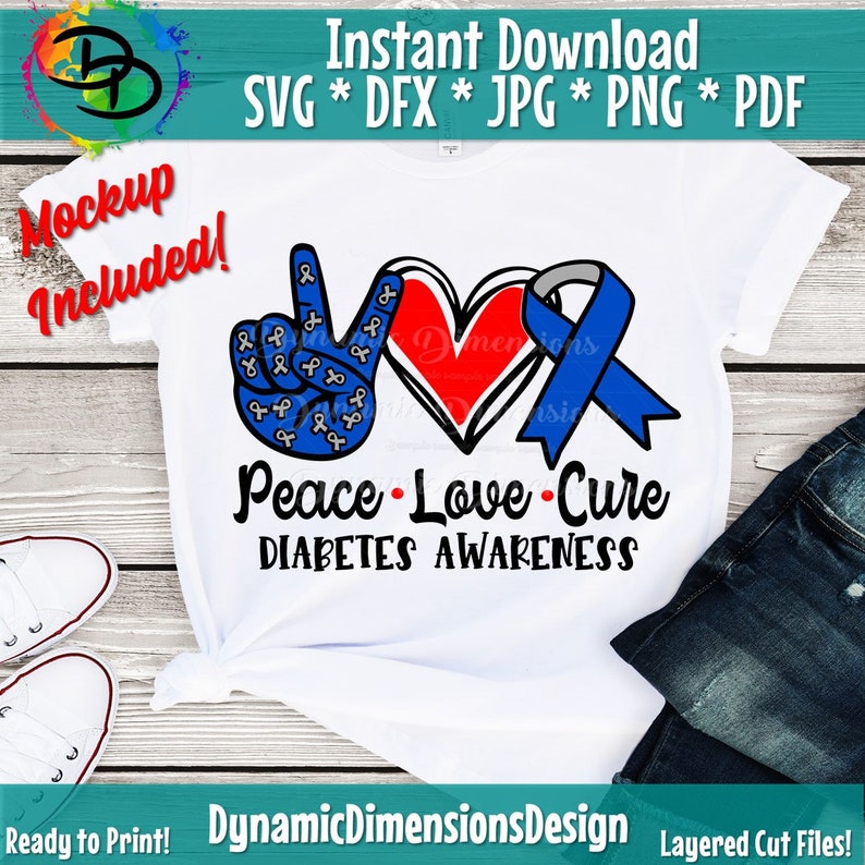 Download Peace love Cure svg Digital Download Diabetes Awareness ...