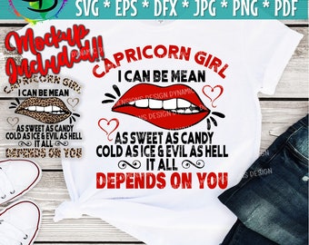 Capricorn girl svg, January birthday svg, Sweet As Candy, Cold as ice, Evil as hell, December svg, tshirt design, leopard svg, sublimation