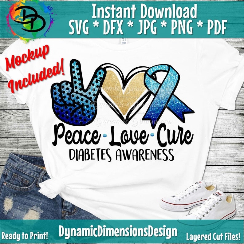Download Peace love Cure svg Digital Download Diabetes Awareness ...