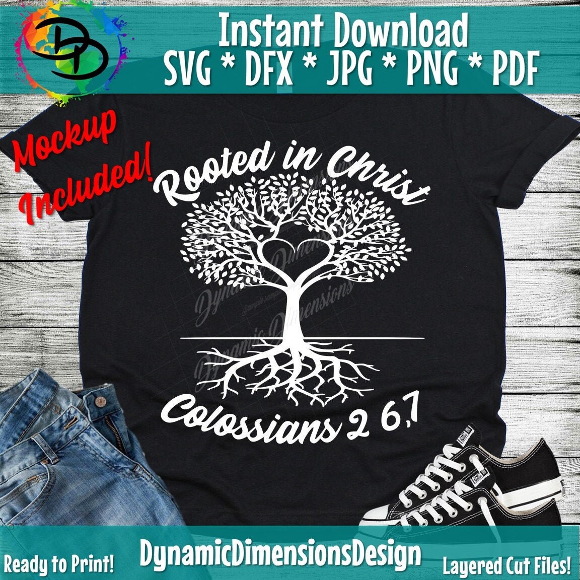 Rooted in Christ svg Rooted Christ Christian svg dxf and | Etsy