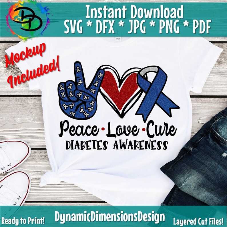 Download Peace love Cure svg Digital Download Diabetes Awareness ...