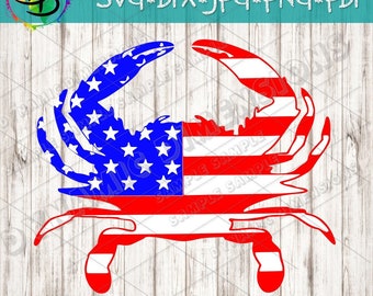 Crab svg, Crab shirt, crab clipart, American flag svg, patriotic svg, 4th of July, patriotic, USA, FlagCrab, Svg, Silhouette Cut Files