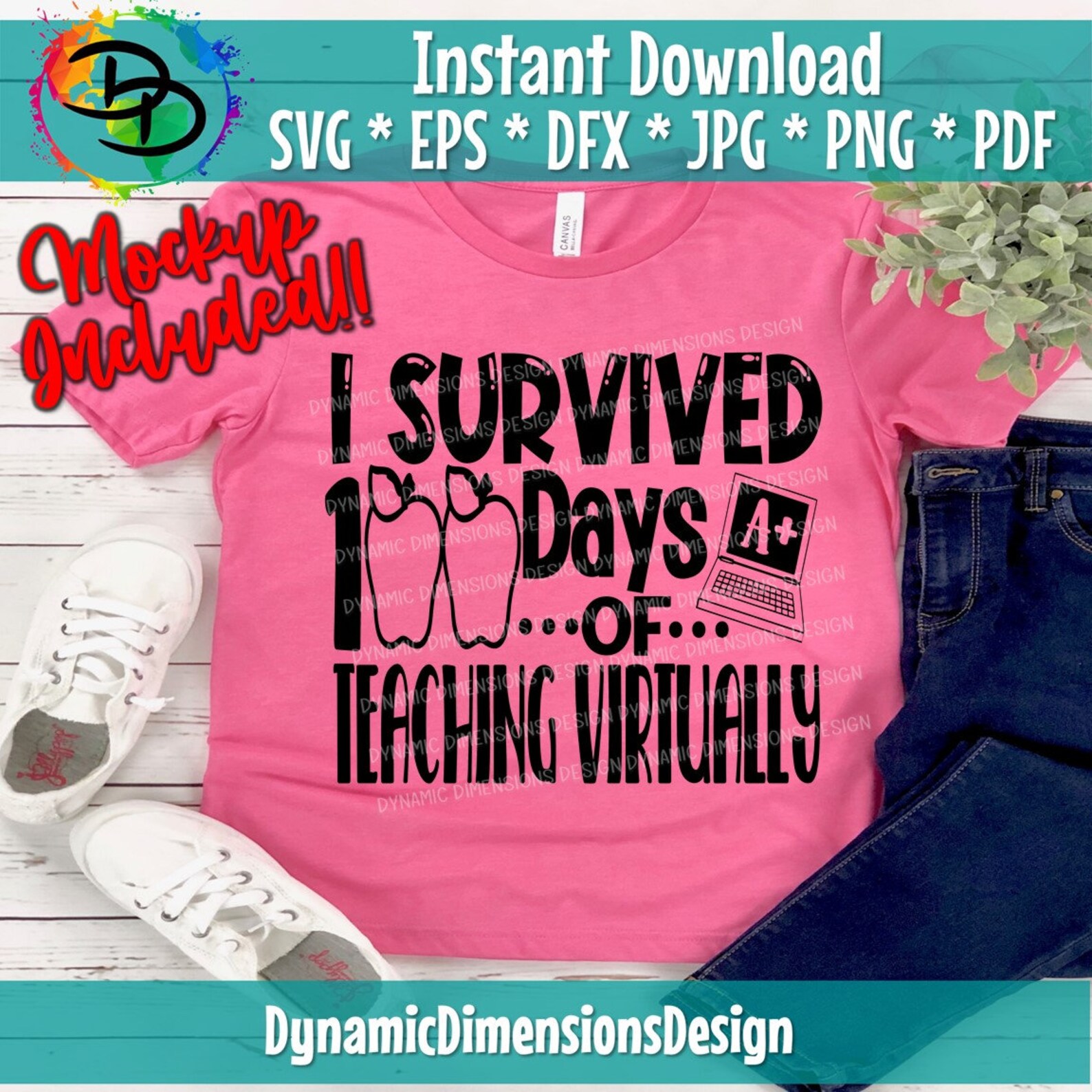 100 Days Teaching Virtually Virtual Teacher Cut File Etsy