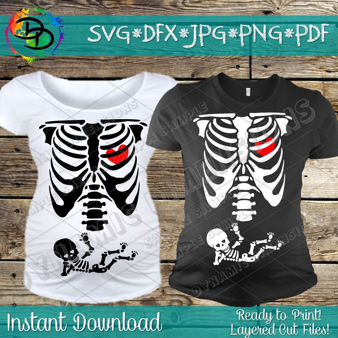 Baby Skeleton SVG, Pregnancy Svg, Halloween Svg, Skeleton Svg, Cut File