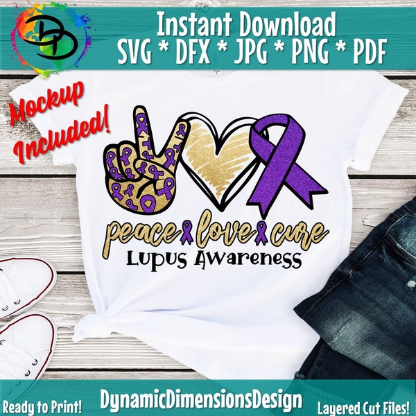 Peace love Cure svg, Lupus svg, Digital Download, Lupus Awareness svg, Lupus Awareness Cure PNG, Peace Love Cure svg file, Lupus Digital