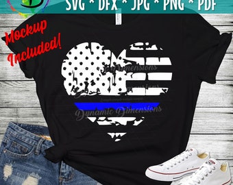 Thin Blue Line SVG, Police SVG, Police Flag SVG, Police Heart Svg, Police Support, Police Wife Svg, Svg Files for Cricut, Silhouette