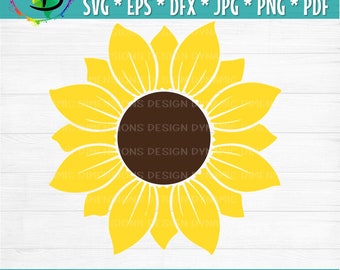 Sunflower SVG, Sunflower SVG, Sunflower cut file, Monogram Svg, Half Sunflower Svg, Sunflower Svg Files, Cut file Cricut, Silhouette