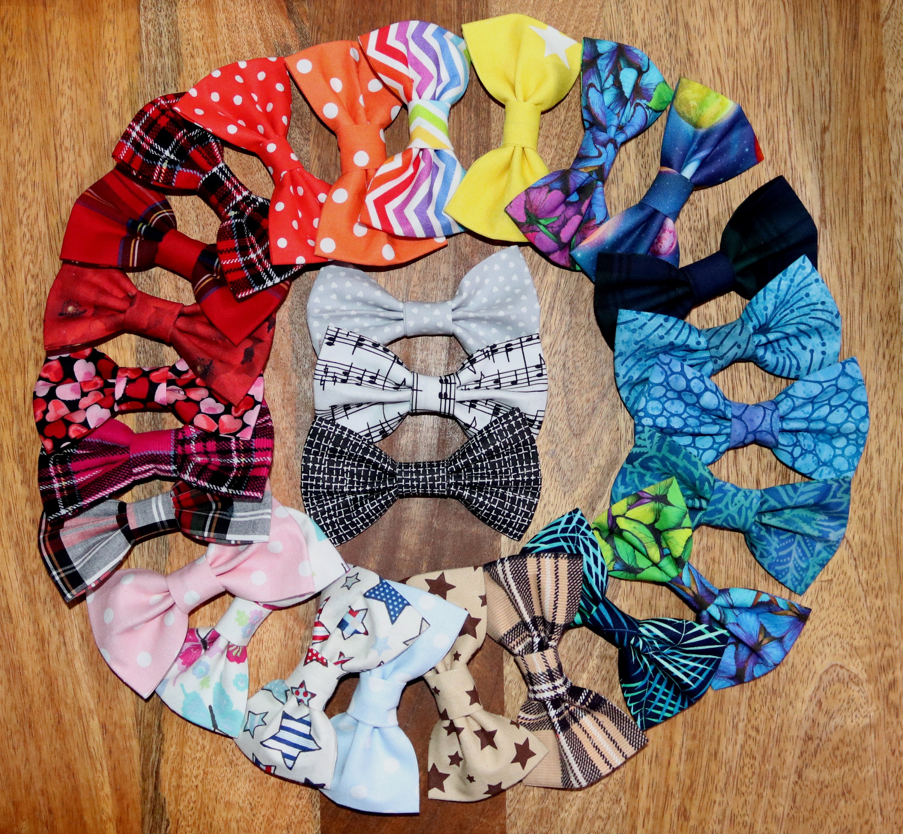 Bow ties for dogs and cats, 100% cotton, easy to attach - with elasti…