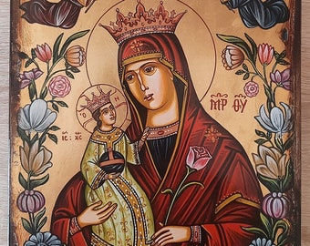 Virgin Mary, Orthodox Icon, Hand painted icon, The Mother of God with a Child
