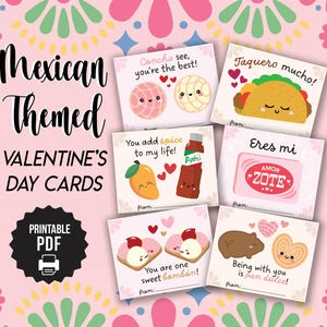Mexican Valentine's Day Cards, Printable Latino Valentines Card, Valentina Valentine, Concha Valentines, San Valentin Tarjetas