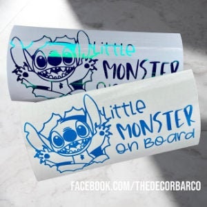 Little Monster on Board Decal | Car Decals for Mom | Decals for Her | Gifts for Her | Stitch Monster on Board Decal | Decals and Stickers
