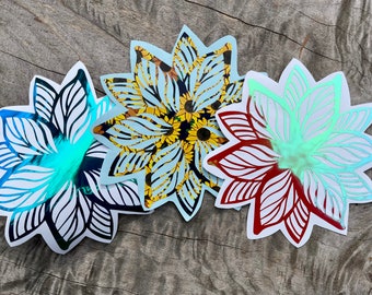 Holographic Flower Decal | Flower Decal for Her | Flower Decal for Mom | Car Decal for Her | Gifts for Her | Gifts for Mom