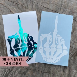 Skeleton Middle Finger | Funny Decal | Holographic Decal | Car Decal | Gifts for Her | Gifts for Him | Middle Finger Decal | Skeleton Decal