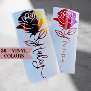 Rose Decal | Rose Vinyl Car Decal | Car Decal for Women | Car Decals for Mom | Holographic Decals | Flower Decal | Gifts for Her | Trending