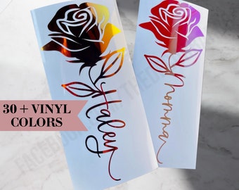 Rose Decal | Rose Vinyl Car Decal | Car Decal for Women | Car Decals for Mom | Holographic Decals | Flower Decal | Gifts for Her | Trending
