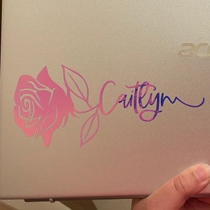 Rose Decal Rose Vinyl Car Decal Car Decal for Women Car Decals for Mom Holographic Decals Flower Decal Gifts for Her Trending image 5