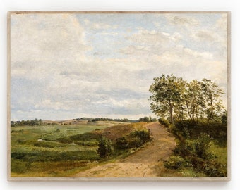 Antique Country Landscape Oil Painting, Printable Fine Art (Digital Download)