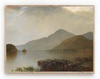 Landschaft Landschaft/Vintage Ölgemälde/See George/Berge/See/Adirondack Berge/Kabine Dekor/druckbare Kunst/Digital Download/Fine Art