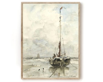Boat Painting/Nautical Painting/Nursery/Seaside/Beach/Watercolor/Digital Download/Fine Art