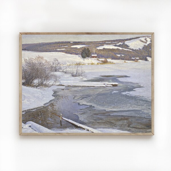 Country Landscape/Winter Scene/Vintage Landscape/European Painting/European Country Landscape/Printable Art/Digital Download/Fine Art