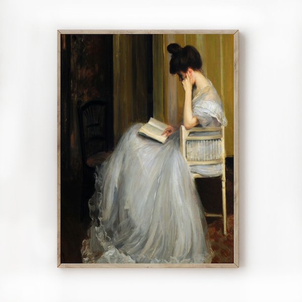 Victorian Woman Reading Art Print, Fine Art Portrait (Digital Download)