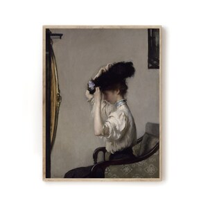 Portrait/Portrait of Woman/Home Wall Art/Haberdashery/Woman Wearing Hat/Printable Art/Digital Download/Fine Art/