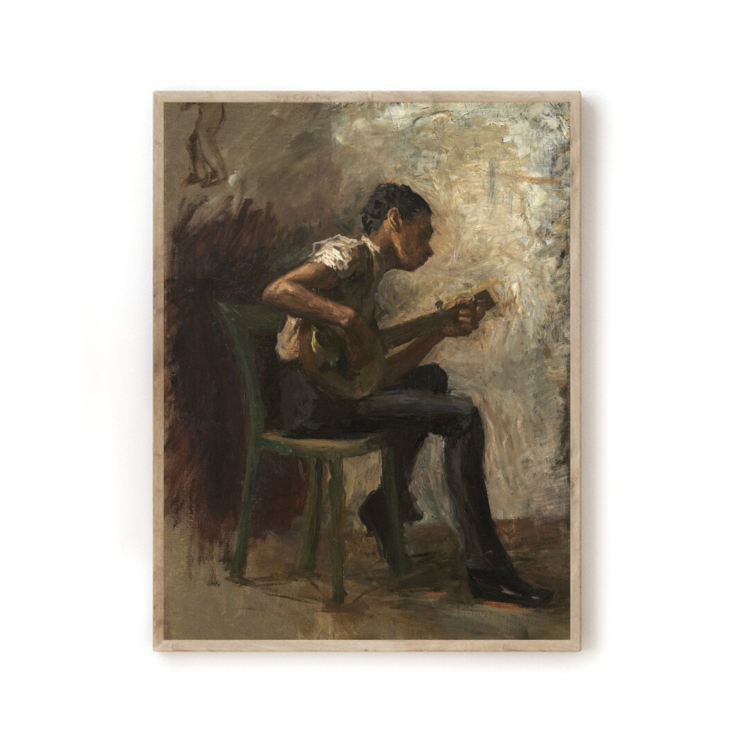 Portrait Playing Banjo Player Portrait Print, Vintage Musical Fine Art (digital Download ...