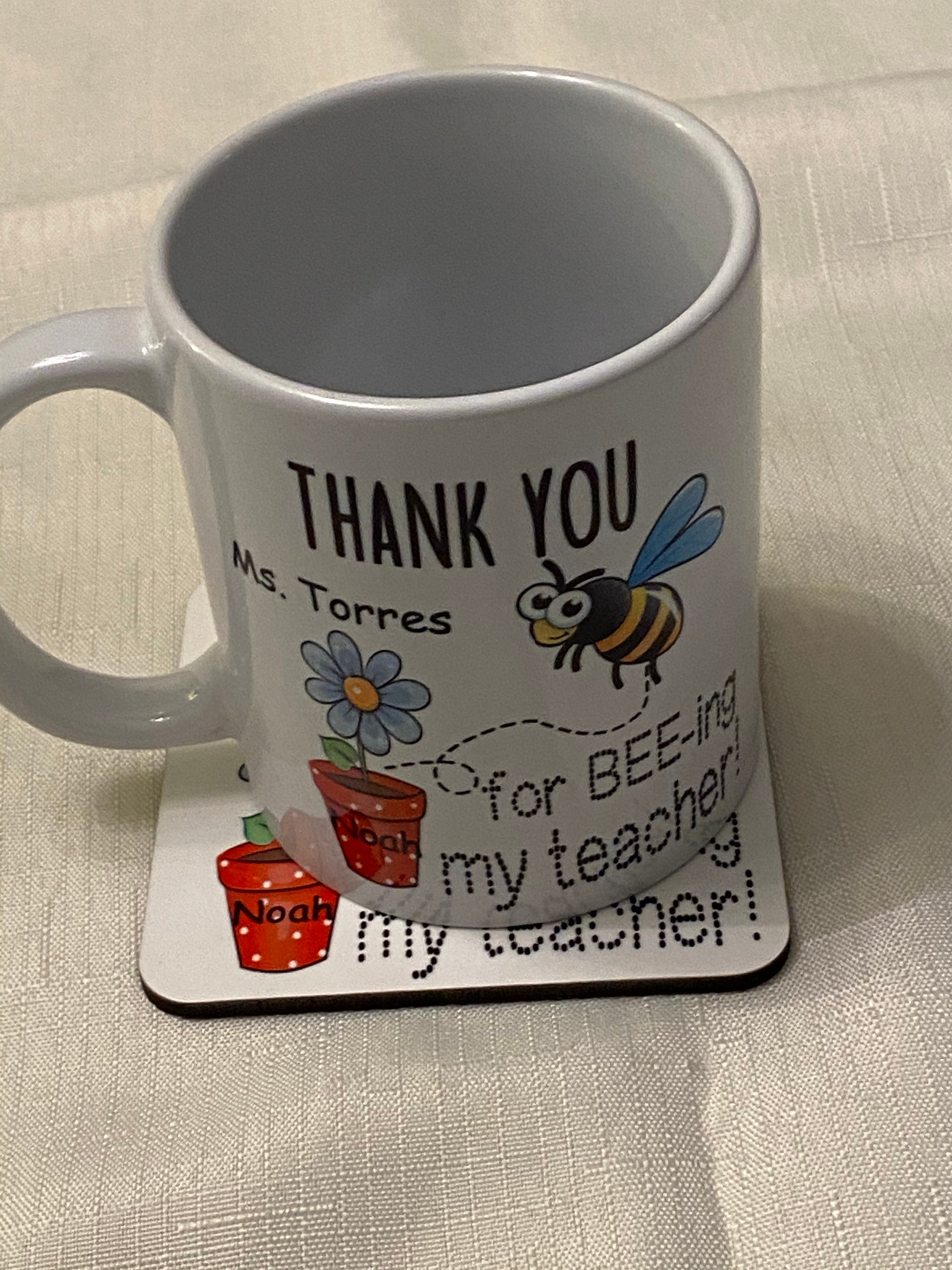 Personalized teacher mug and coaster set personalized with Etsy