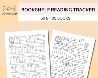 Registro de lectura imprimible para estantería: Reto de lectura de 50 y 100 libros - Registro de lectura