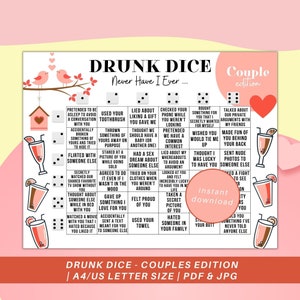 Couples Drinking Board Game Drinking Game for Couples Drinking Game Valentines day Game Drink if Printable Date Night Game