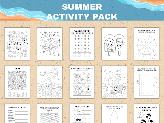 Summer Activity Book: Coloring Pages, Word Search, Mazes (PDF)