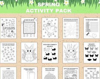 Spring Activity Sheets Printabl Kids Games Coloring Pages, Mazes, Word Search