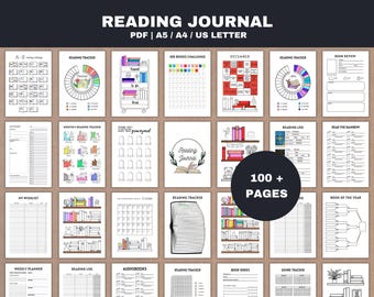 Diário de Leitura Imprimível - Rastreamento de Livros e Desafios de Leitura (PDF)