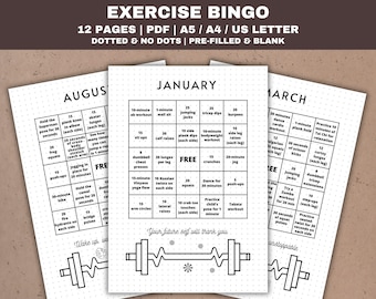 Fitness Bingo Printable: Monthly Exercise Challenge (PDF)