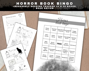 Horror Book Bingo Reading Challenge: Bookshelf Tracker & Book Review (PDF)