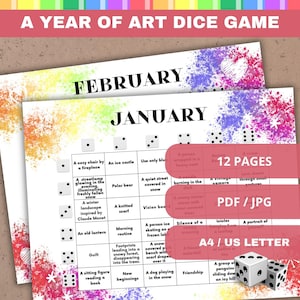 Art Dice Drawing Game: Creative Prompts, Art Challenge (PDF/JPG)