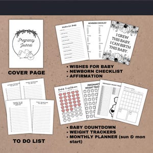 Diário de Gravidez para Imprimir - Planejador de Gravidez e Livro de Memórias do Bebê em PDF imagem 2