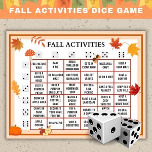 Herbst Aktivitäten Würfelspiel Herbst To Do Liste Herbst Bucket List Fall Date Night Ideen Printable Dinge zu tun im Herbst Poster Sofort Download