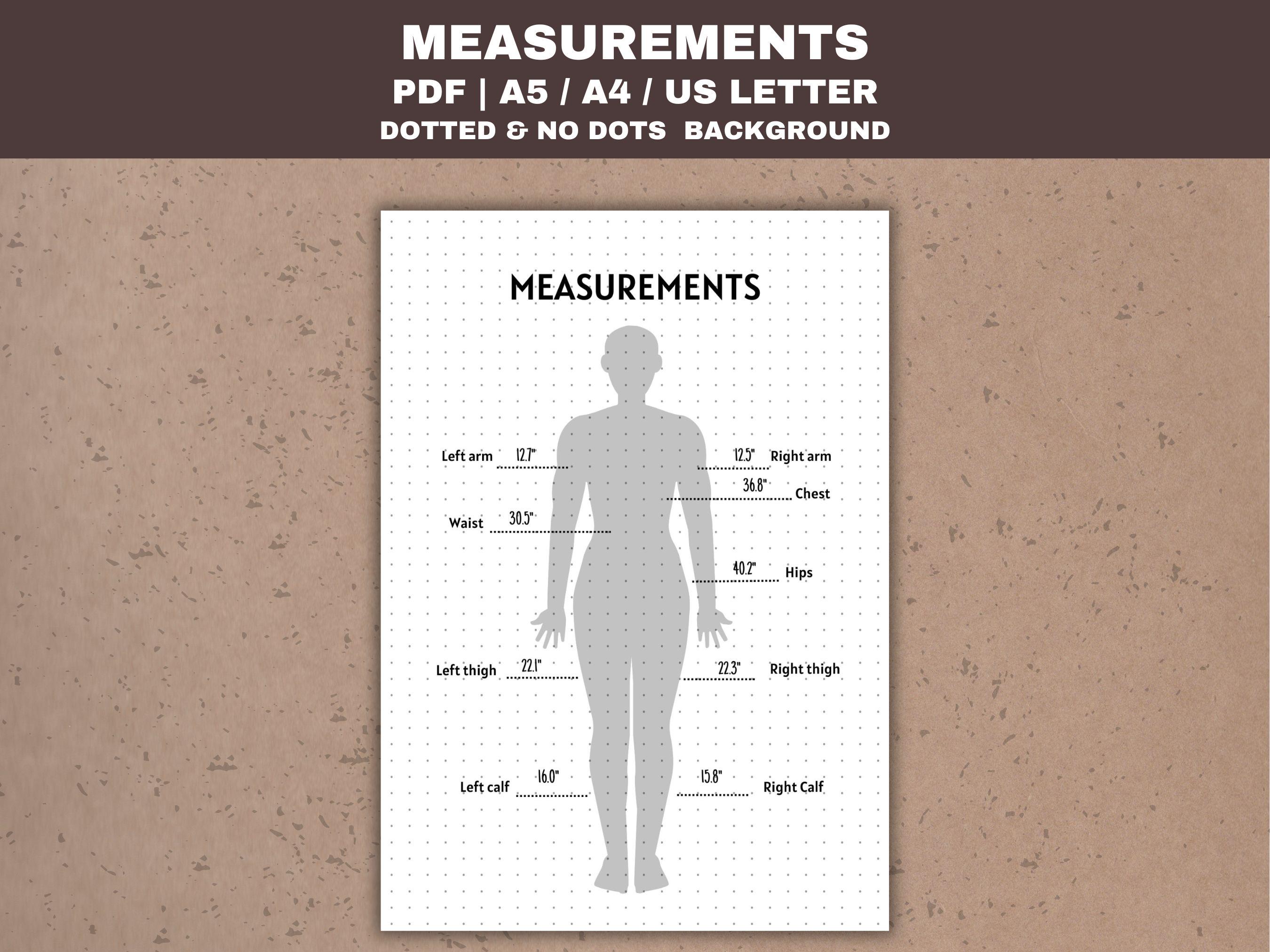 Body measurement template - Etsy België, image size:2700x2025