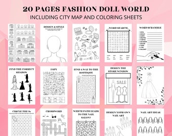 Fashion Doll Activity Sheet, Printable Activity for Kids, Fashion Activity, Fashion Activity for Girls
