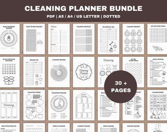 Cleaning Planner Dotted Printable: Declutter Challenge, Chore Lists (Digital Download)