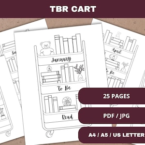 TBR Cart Tracker Reading Journal Pages To Be Read Books Tracker Monthly Reading Challenge Reading Tracker Printable Planner Page