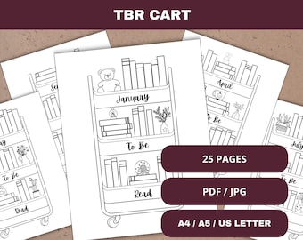 TBR Cart Reading Tracker: Monthly Reading Challenge (PDF/JPG)