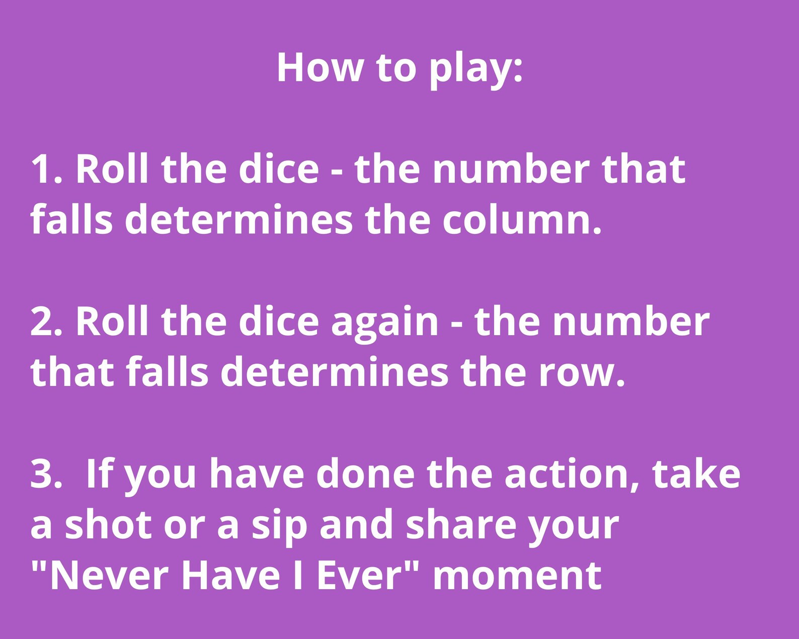 Drunk Dice Never Have I Ever Printable Drinking Board Game Drink If ...