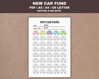 New Car Savings Challenge Printable Car Savings Fund First Car Savings Tracker Money Tracker Bullet Planner Inserts Page Dotted Journal PDF