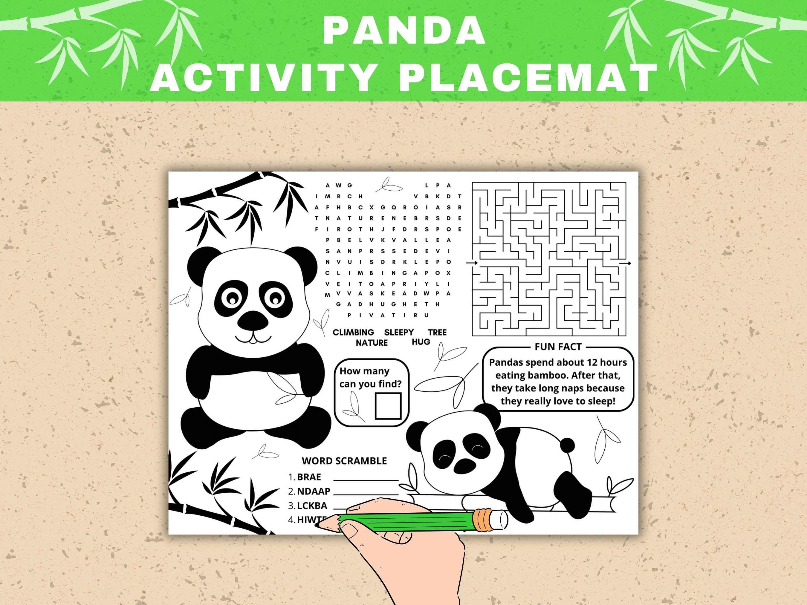 31 Cute and Easy Panda Crafts for Kids They Are Sure to Love 26 Panda Activity Placemat: Kids Birthday Party Coloring Page (Digital…