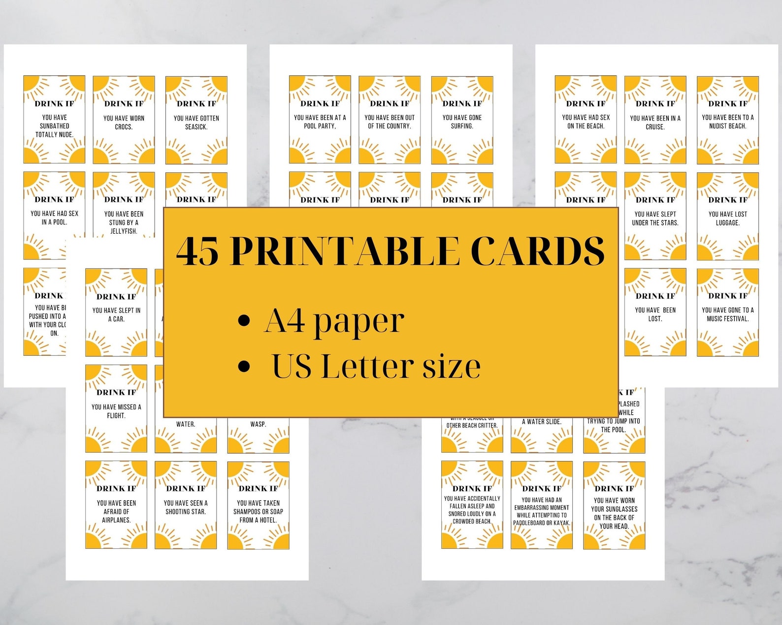 Drink If Cards Summer Printable Drinking Game Never Have I - Etsy
