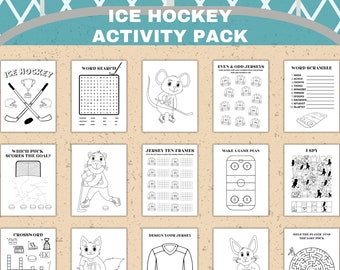 Ice Hockey Activity Book: Coloring Pages, Mazes, Word Search (Digital Download)